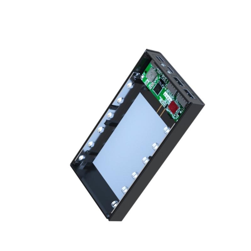 6x18650 Battery Storage Box PD Quick Charge Power Bank Case Support Wireless Charging/Quick Charging Functions