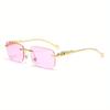 Leopard Patterned Decorative Frameless Square Fashion Glasses Suitable For Retro Leopard Head Metal Glasses For Men And Women