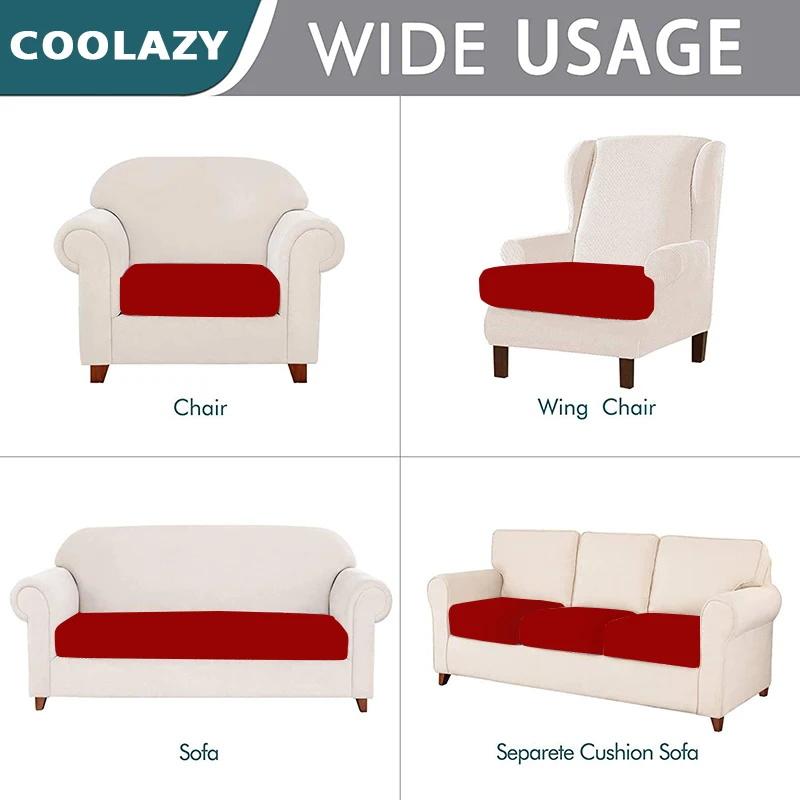 Solid Color Sofa Seat Slipcover Cushion Covers With Elastic Band Thick Jacquard Textured Cushion Covers For Sectional Sofa Slip
