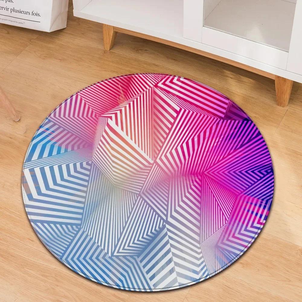 Colorful Trippy Rainbow Swirl Modern Round Carpet Circle Area Rug For Bedroom Living Room Decor Floor Mats Computer Chair Mat