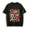 2026 Happy New Year Print Casual Unisex Knit Top Pure Cotton T-shirt