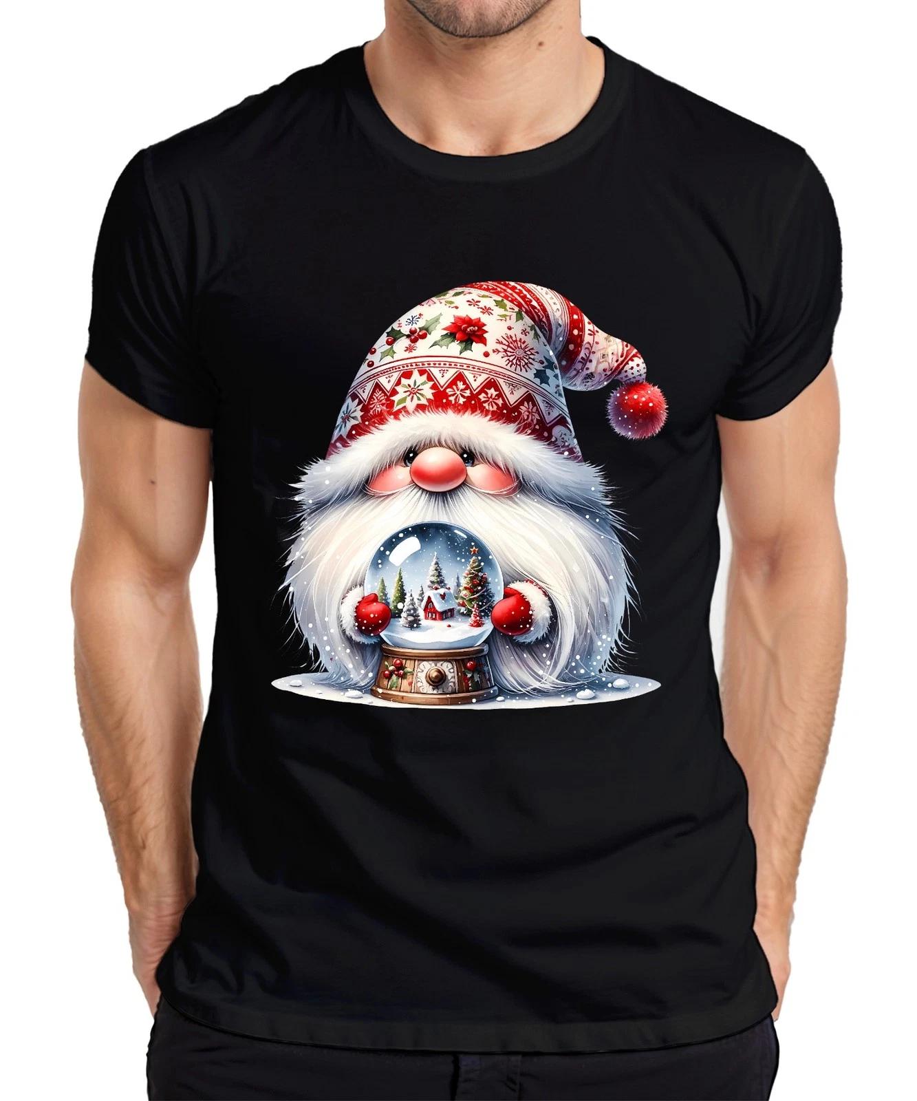 Süßer Weihnachtsmann mit Schneekugel und festlichem Hut Zwerg Herren T-Shirt S