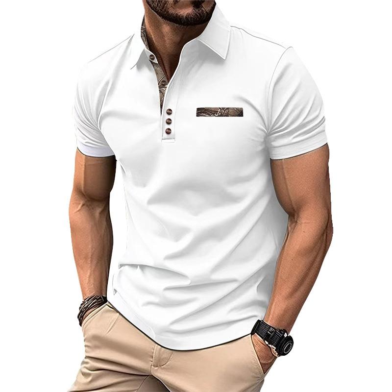 Summer Fashion Versatile Body Shirt Loose Men's T-shirt Men's Buttons Lapel Sports Polo Shirt Tops