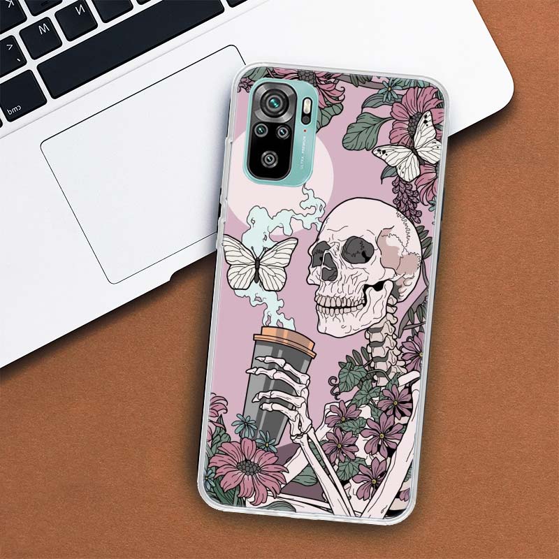 Retro Skull Butterfly Phone Case For Xiaomi Redmi 12 12C 10 10C 10A 9T 9C 9A 9 8 8A 7 7A 6 6A K20 K30 K40 Pro S2 Fundas Cover