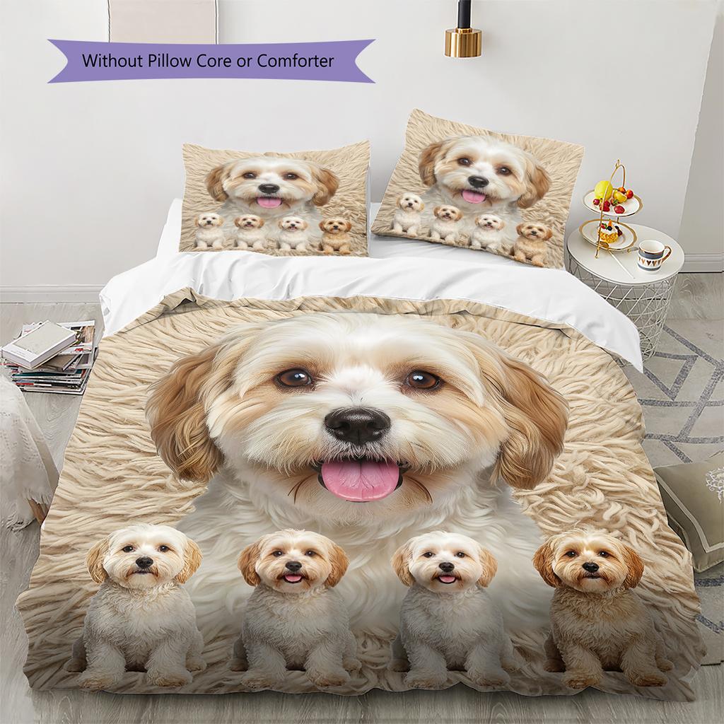 Havanese Papillon Pattern Bedding Quilt Set Quilt Cover Pillowcase Home Decoration Gift (1 * duvet cover + 2 * pillowcase, without core)