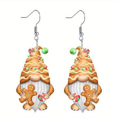 Cross-Border Gingerbread Man Christmas Dangle Earrings - Cute Cartoon Acrylic Pendants for Women