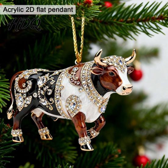Small Animal Ornaments Christmas Acrylic Ornament Xmas Tree Hanging Decoration Decorative Charms Rhinestone Pendant for Holiday Party Decor