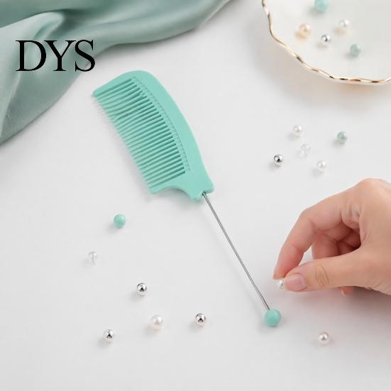 Hair Styling Comb DIY Beaded Comb, Fine Teeth Rat Tail Customizable with Blank Bar, Plastic Detangling for Men Women Stylist