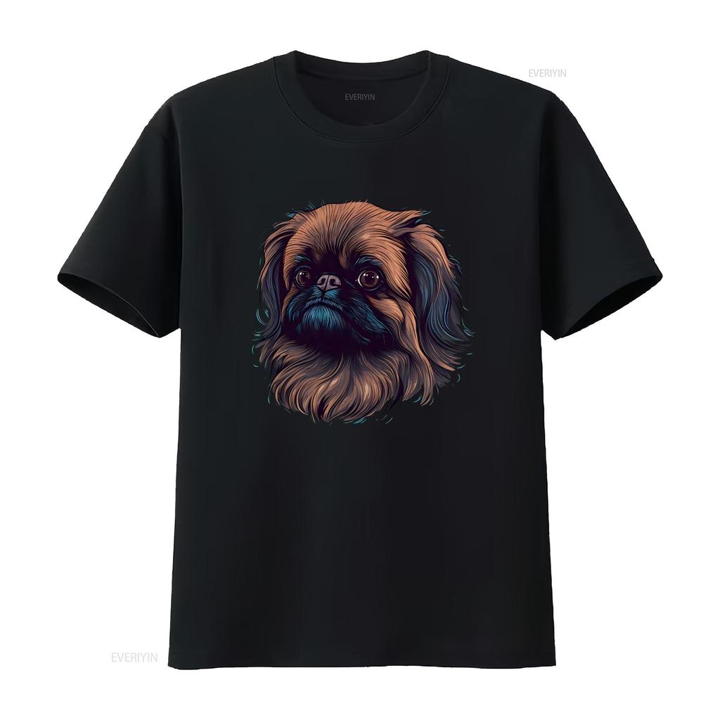 Pekingese T Shirt Lion Dog Mom Dad Owner  Vintage Washed Streetwear Comfortable Breathable Slightly Homme Stylish