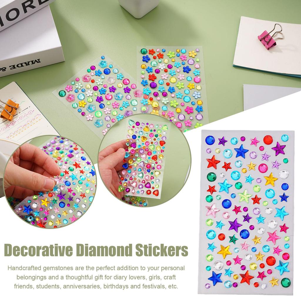 3D Gem Stickers Self Adhesive Jewel Crafts Sparkly Decorations Sticker For Kids Crystal Rhinest N1Q7
