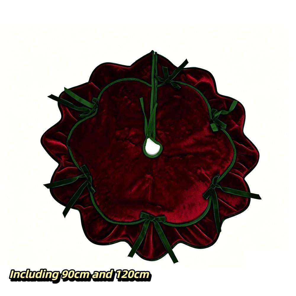 Soft Velvet Christmas Tree Skirt Plush Surface Elegant Edge Velvet Tree Skirt Delicate Trim Rustic Style Furry Tree Skirt