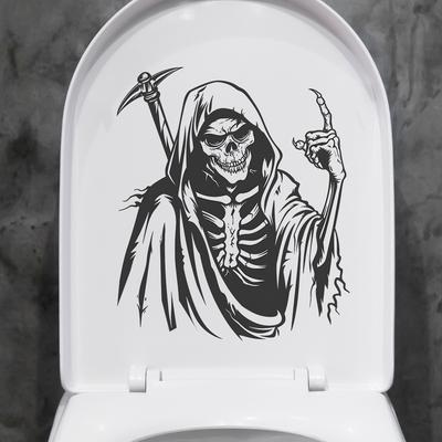 Fun-m178 Halloween Scythe Cape Skull Home Toilet Toilet Decoration Sticker