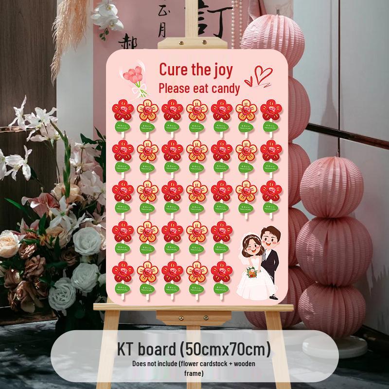 Creative Wedding Engagement Candy Lollipop Welcome Sign and KT Board Backdrop Decoration