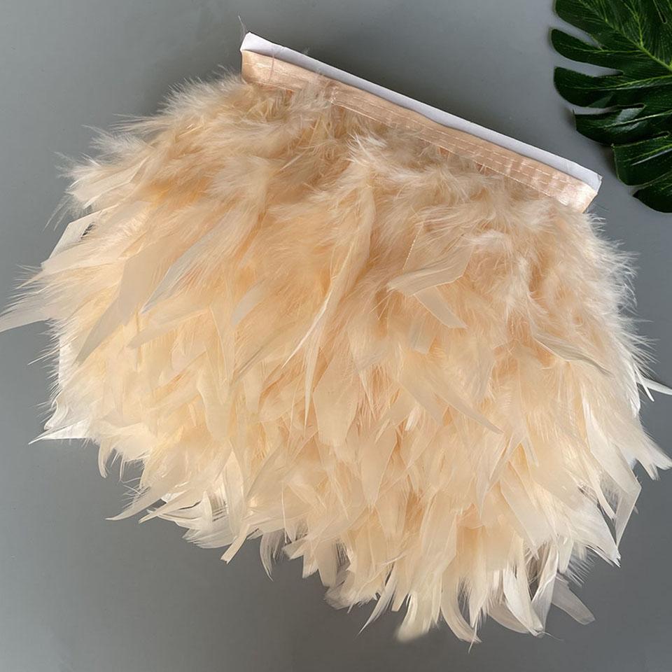 Fluffy Turkey Feathers Trim Fringe Ribbon 10Meters Marabou Feather On Tape Fringes Sewing Trimmings DIY Clothes Dress Decoration