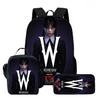 Wednesday Backpack Lunch Bag Pen Case Set With Geometric Pattern For Daily Use