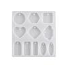 Geometric Pendant Resin Mold, 11-Cavity Silicone Tray with Hanging-Hole Posts for Earrings, Keychains, and Jewelry