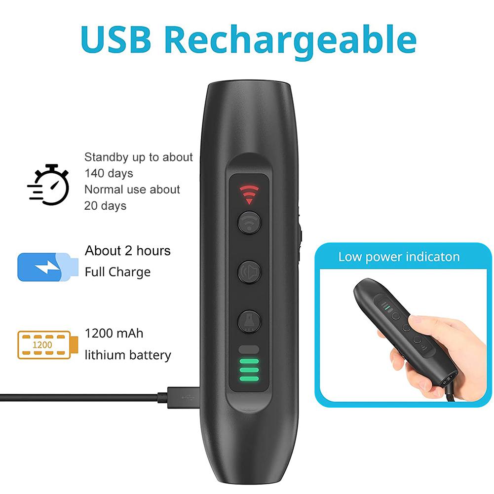 Ultrasonic Dog Repeller Rechargeable Plastic Electronic Training Devices with LED Flashlight Dog Training Equipment Pet Supplies
