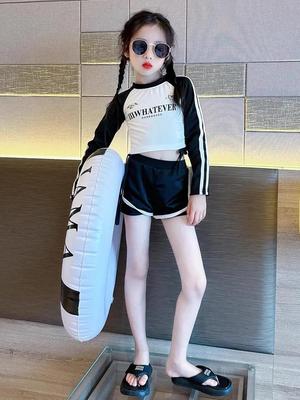 Girls' Summer Plaid One-Piece Swimsuit with Bow