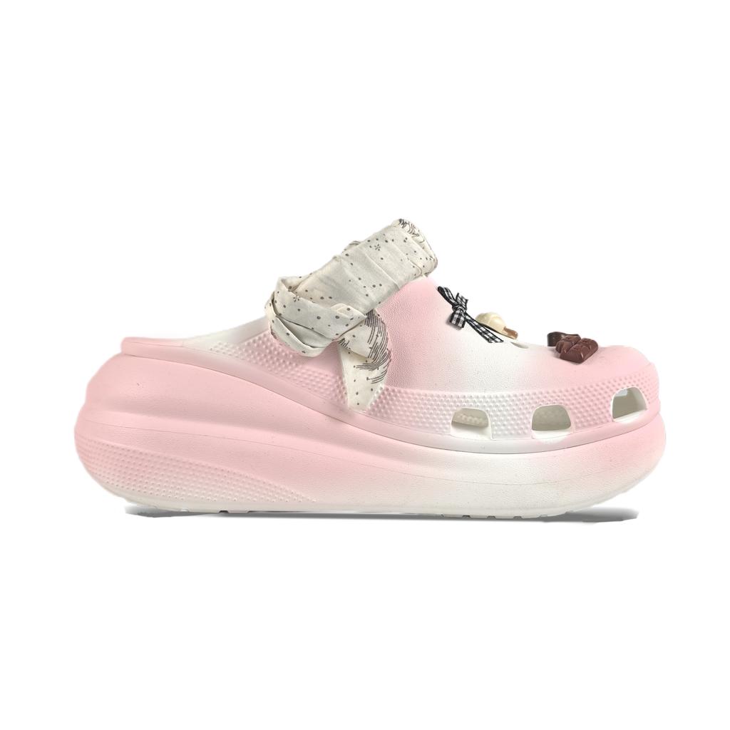 Crocs Crush Clog EVA Decorative Buckle Hand-Painted Graffiti Casual Fashion Versatile Hole Shoes Unisex White