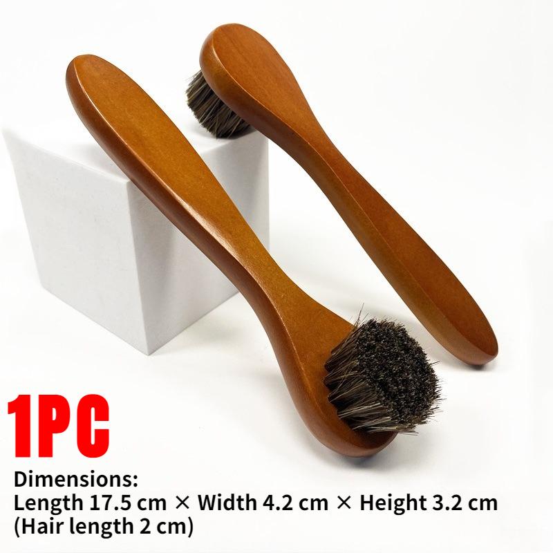 Long-handled Horse Hair Shoe Brush Soft  Leather Cleaning Brush  Round Head Shoe Cleaner Household Cleaning Brush Shoes Cleaners коричневый