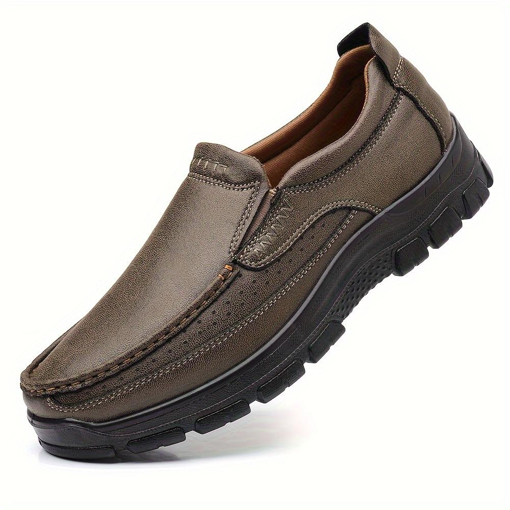 

Мужские мокасины без застежек, повседневная обувь из кожи, прочная обувь для ходьбы, удобная повседневная и нескользящая обувь для улицы US 6.5(EUR 39) армия зеленый