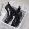 Tooling Square Head Locomotive Boots British Martin Boots High Top Chelsea Boots Men'S Thicksole Inner Height Increasing Zipper Tide