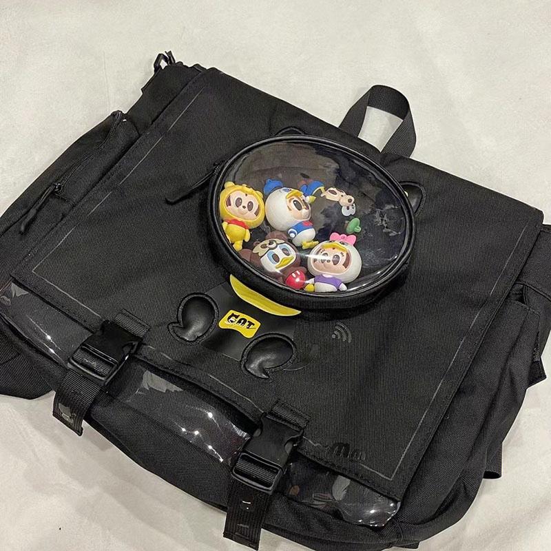 

IELGY Женский многофункциональный рюкзак большой вместимости для поездок на работу с симпатичным мультяшным принтом чёрный