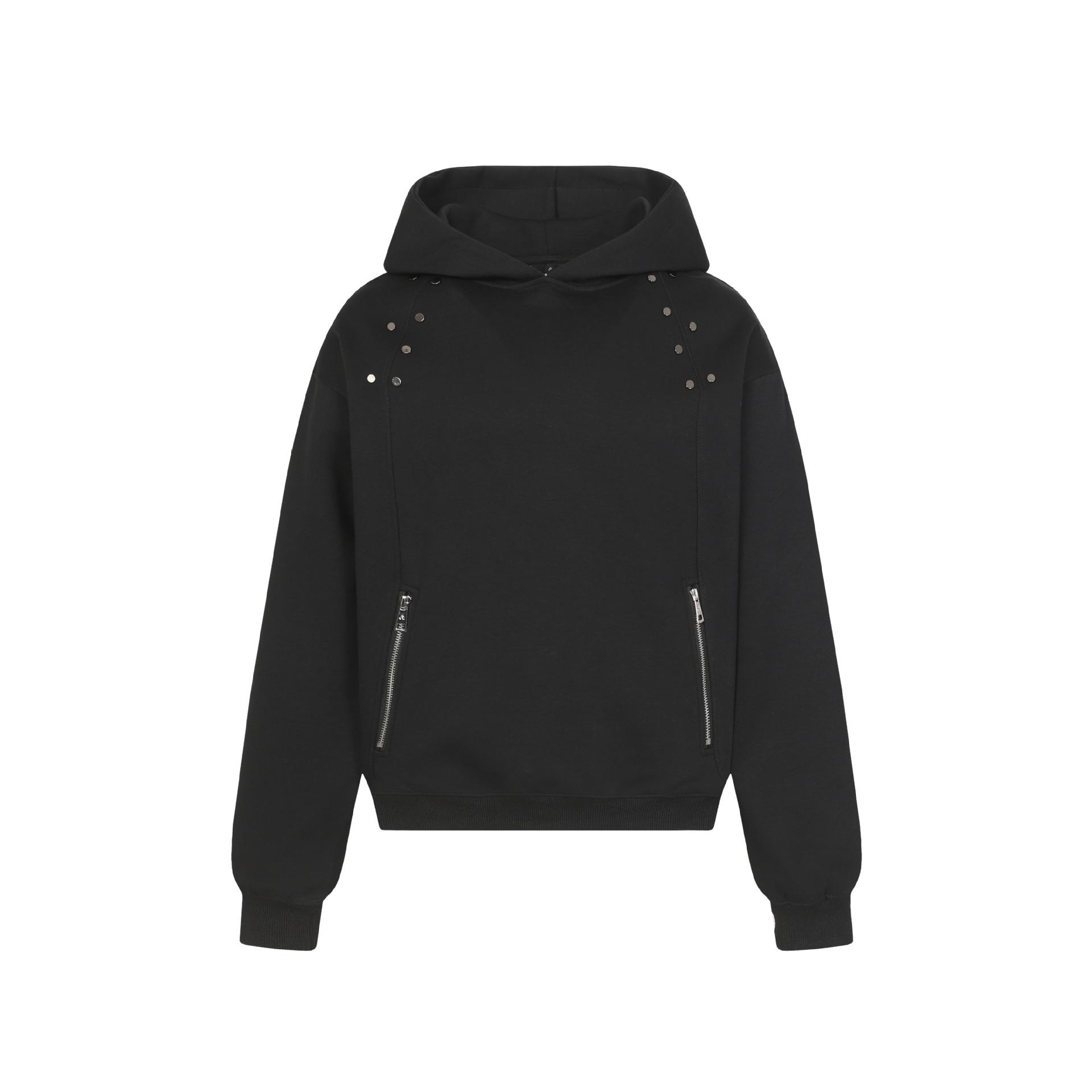 

ARES Men s Heavyweight Hooded Sweatshirt with Zipper Pocket and Metal Buckle, New Year of the Horse Edition, 420g, American Style Large чорний