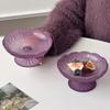 Retro Grain Glass Gobet Glass Tray Plate Fruit Snack Dessert Plate Goblet  Bowel Candy Plate Dish
