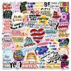 50pcs Waterproof Motivational Graffiti Stickers - Classical Chinese Design for Luggage, Skateboards, Refrigerators, Laptops