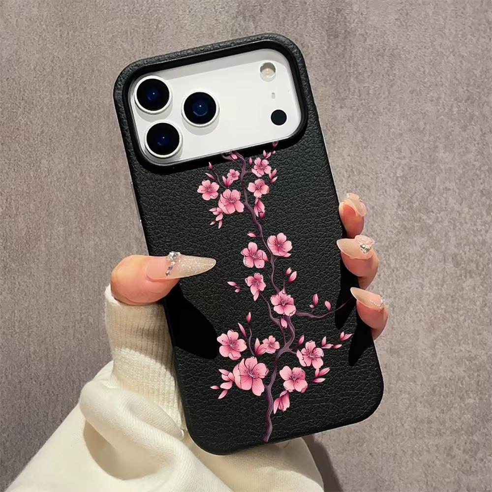 Pink Peach Blossoms Pattern Phone Case For iPhone 16 Pro Case iPhone 13 15 11 12 14 Pro Max 16e 15 Plus 17 Air Shockproof Cover