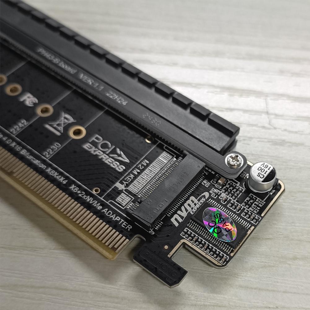PCIe X16 To X8+X4+X4 M.2 PCIE Adapter M.2 NVMEx2 Input Ports Adapter Card Expansion Card Support 2280/2260/2242/2230 SSD