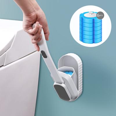 Wall Mounted Disposable Toilet Brush with Cleaning Liquid No Dead Ends Clean Detachable Long Handle Bathroom Cleaning Tools
