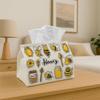 1pc Tissue Box Holder Features Adorable Cartoon Sketches of Bees And Honey Symbols - A Versatile Napkin Dispenser Suitable for Home Gatherings, Car De