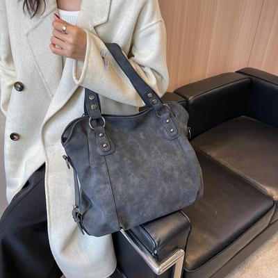 Vintage Large Capacity Tote Bag, Simple Satchel Bag, Portable Bag For Travel  Work