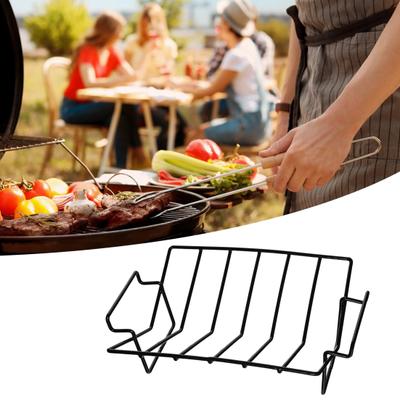 Large Carbon Steel Roasting Rack High-Temperature Resistant Versatile V-shaped Griddle Rib Grilling Rack