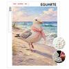 Creative DIY Framed Pearl Art Kit with Cute Seagull Beach Pattern Sparkling Bead Canvas Ready To Display Relaxing Gift for Adults Craft Decor