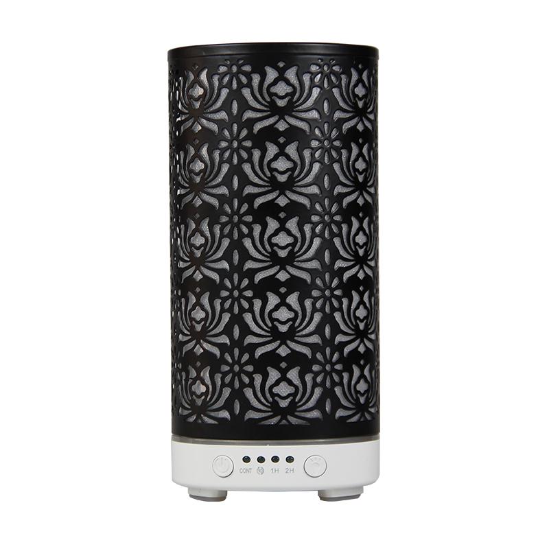 Aroma Diffuser Scent Ultrasonic Air Humidifier Iron Art Hollow Lotus Flower Pattern 2025 New Home Decorations with LED Lights
