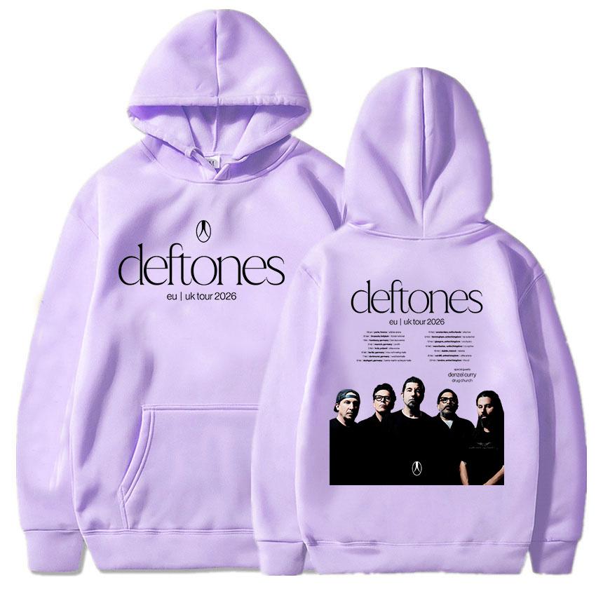 Deftones EU UK Tour 2026 Felpe Manica Lunga Moda Felpa con Cappuccio Uomo Donna Abbigliamento Band Moda Stampa Grafica Felpe con Cappuccio