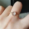 Natural Ice Chalcedony White Round Rings for Women Simple and Fashionable with Adjustable Opening Ring Party Jewelry Gifts