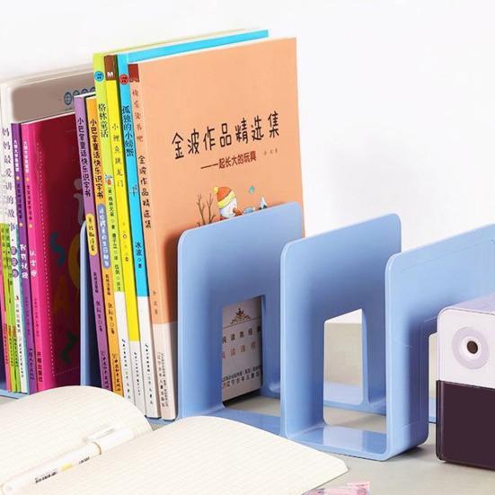 Acrylic Bookends with Four-Compartment Dividers Bookend Horizontal And Vertical Use Durable Acrylic Desktop Organizer for Office And Home