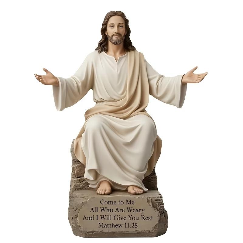

Jesus Open Arms Blessing Statue With Bible Verse Base I Am With You Always Resin Christian Figurine Religious Home Decor Gift