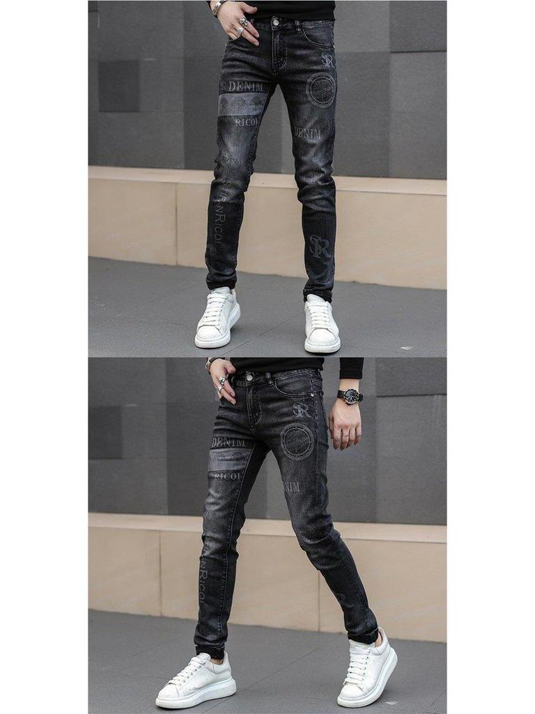 Trendy Slim-Fit Skinny Jeans mit Stickerei für Herren – Sommerkollektion