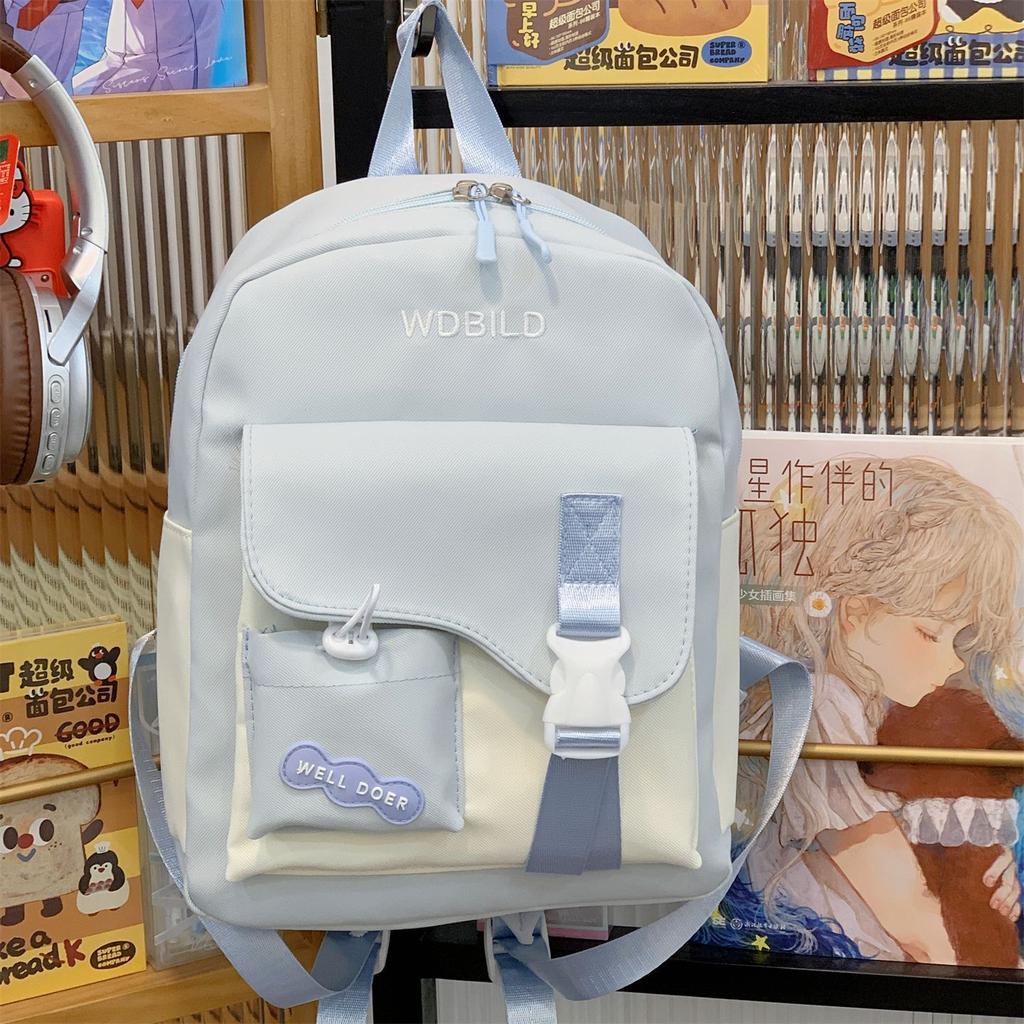Schoolbag cute contrasting color student travel small schoolbag female dopamine high value children versatile lightweight backpack