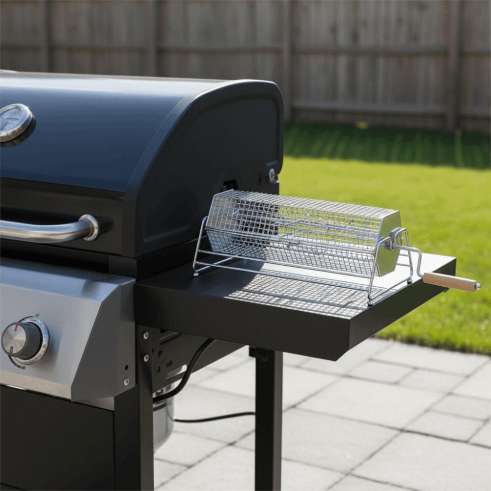 Stainless Steel Rolling BBQ Grill Mesh Basket Hexagonal Grill Rotisserie Basket  Outdoor