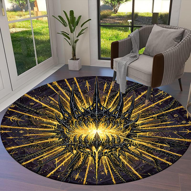 Vortex Crossing Gate Round Area Rug,Carpet Rug for Living Room Bedroom Sofa Playroom Decor,Non-slip Floor Mat