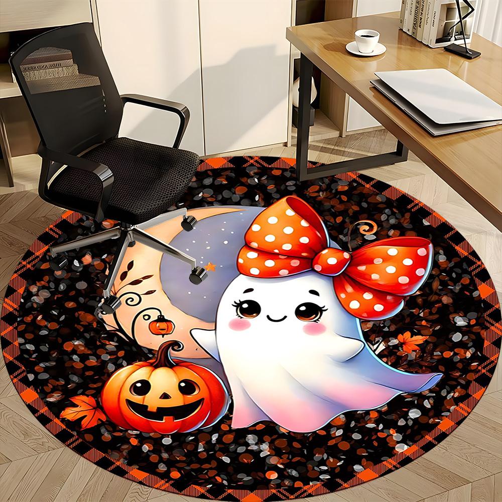 1pc Halloween Ghost Chair Carpet for Office Non-Slip, Lightweight, Machine Washable Rug for Office, Room - Holiday Decoryy251016004