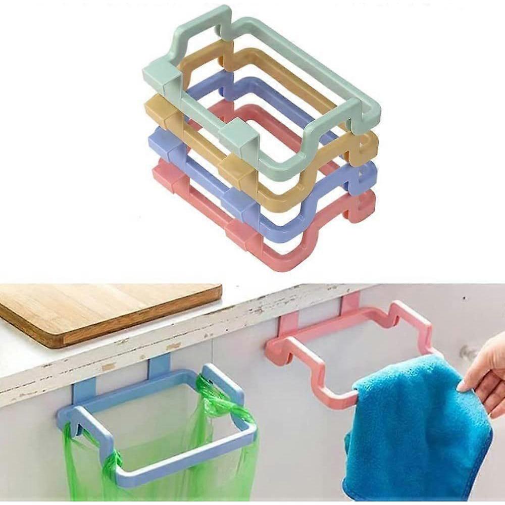 4 Piece Cabinet Door Garbage Bag Holder,Hanging Kitchen Trash Rack Garbage Bag Holder Storage Shelf Garbage Bag Holder Rack,for Hanging Trash Can