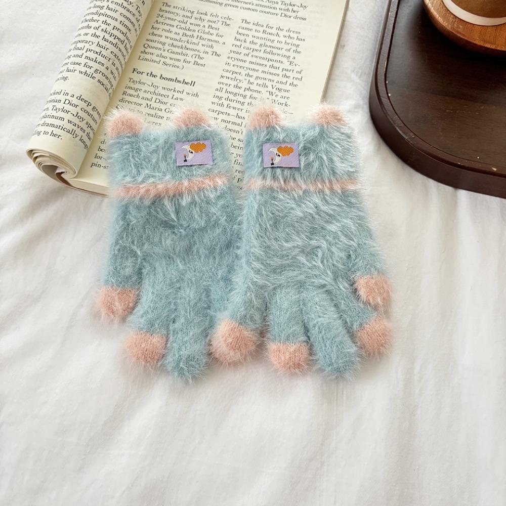 A Pair Mink-Like Toddler Gloves 3-8Years Long-Hair Material Winter Warm Gloves Thick Warm Children's Gloves Playing In Snow