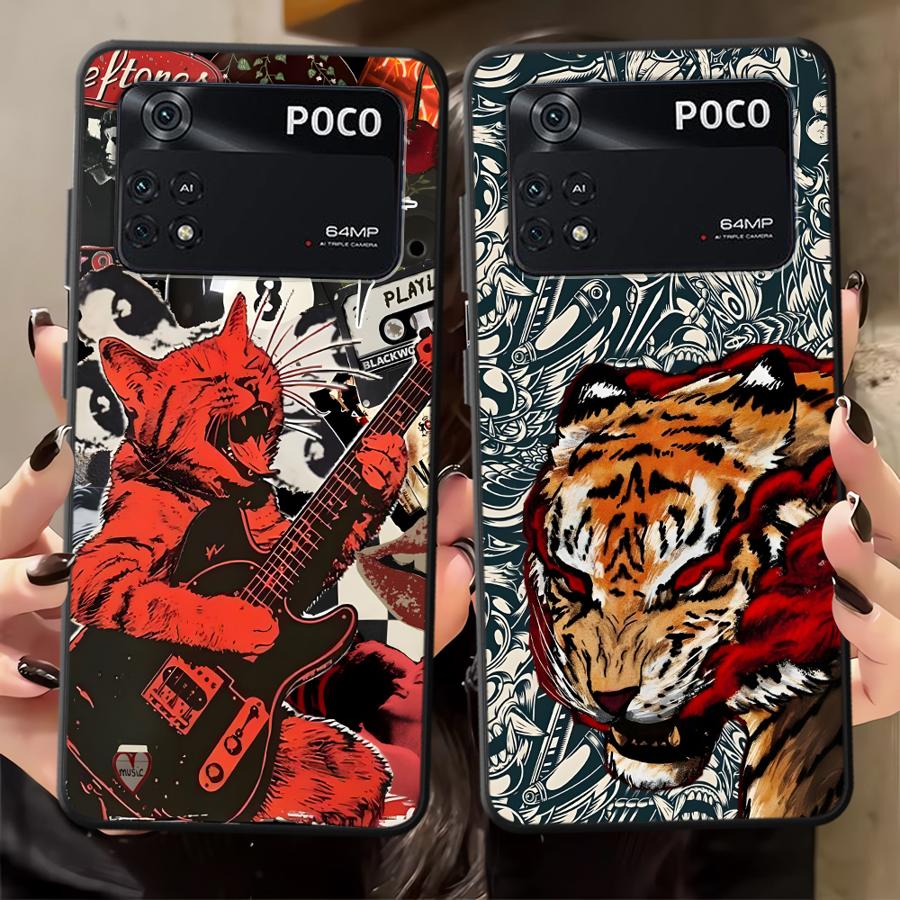 Case for Xiaomi Poco F8 X3 X4 X5 X7 Pro M5 F1 C50 C61 F3 C75 C71 M3 M4 M7 Funda Phone Cover Cool Cat Tiger